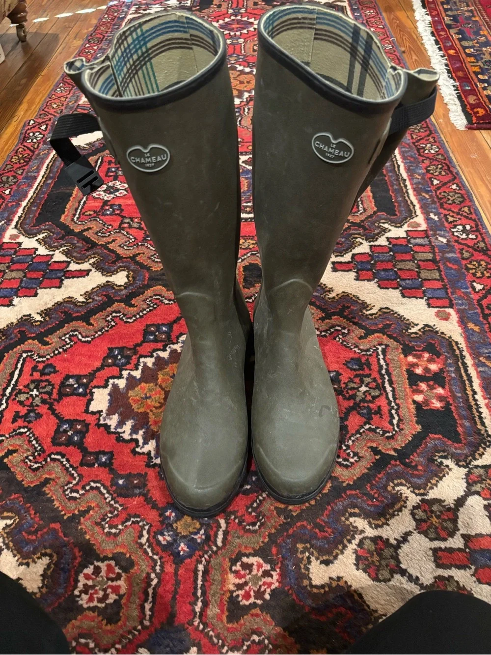 Men's Jersey-Lined Wellington Boots in Iconic Green